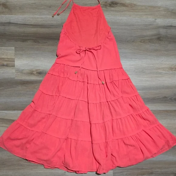 NWOT Free People Endless Summer Moonlight Chic Coral Halter Maxi Dress Size XS - Picture 5 of 16